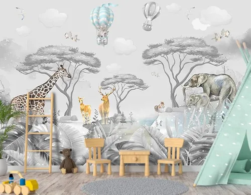 Miniatura 22 de Papel tapiz de tela con diseño de paisajes forestales verdes, bosques, árboles, sala de estar, dormitorio, baño, selva, mural de pared - 91 x 65
