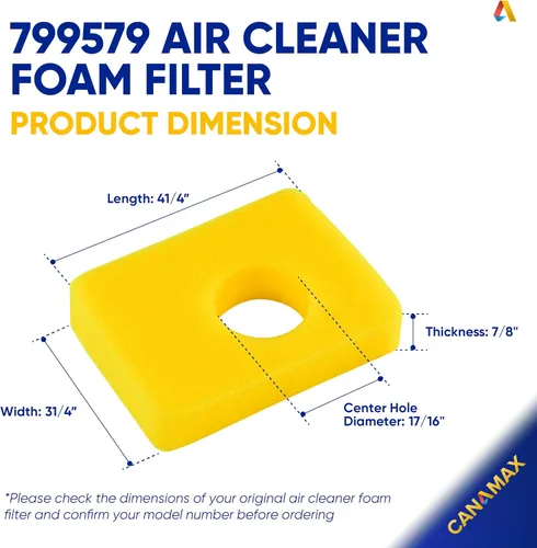 Miniatura 2 de Canamax 799579 Filtro de espuma para filtro de aire – Sustituye a BS 4248 5434 799579 – Compatible con cortacésped de motor 09P602 09P702 550e-550ex