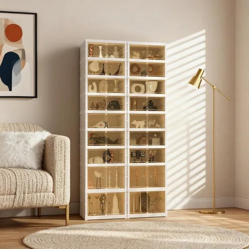 Miniatura 14 de Organizador de Zapatos Plegable Caja de Almacenamiento, Estante de Zapatos Plegable Portátil Extra Grande para Closet, Caja de Almacenamiento
