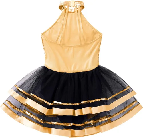 Miniatura 49 de CHICTRY Vestido tutú de ballet con lentejuelas brillantes para niñas y niñas, moderno disfraz de baile latino de jazz