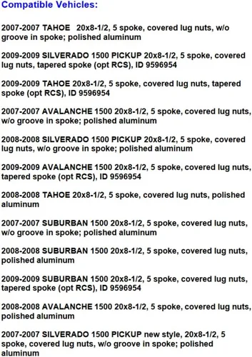 Miniatura 2 de 1 tapa central de aluminio pulido de 7 1/8 pulgadas, estilo en blanco, para Chevy Silverado Tahoe Avalanch Suburban 2007-2013, número de pieza