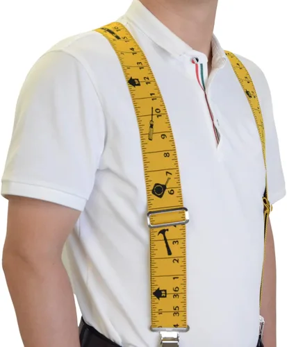 Miniatura 2 de AISENIN Tape Measure Suspenders for Men 2 Wide X-Back Work Suspenders Elastic Adjustable