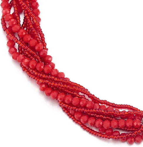 Miniatura 2 de COOLSTEELANDBEYOND Gargantilla de cadena trenzada de cristal multicapa, cierre magnético, collar de declaración, pulsera