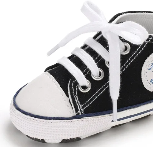 Miniatura 6 de Sekantrol Zapatos unisex para bebés, niñas y niños, suela suave, lona para recién nacidos, primeros pasos, zapatillas altas antideslizantes