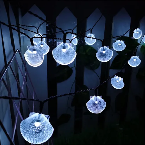 Miniatura 10 de Luces solares de estrella de mar, impermeables, de 15.7 pies, 20 luces LED de noche con estrellas de mar y océano, mar, mundo, luces de noche