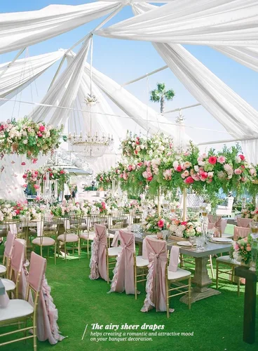 Miniatura 5 de 4 paneles de cortinas blancas para techo de boda, cortinas de techo de 5 x 10 pies, cortinas de tela transparente para arco de boda, cortinas