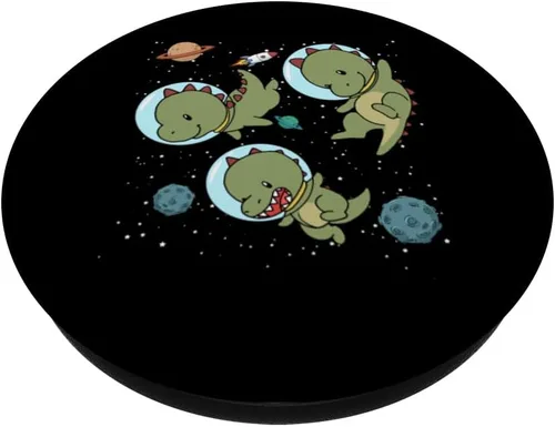Miniatura 2 de Space Dinosaur PopSockets - Soporte para teléfonos y tabletas, Negro