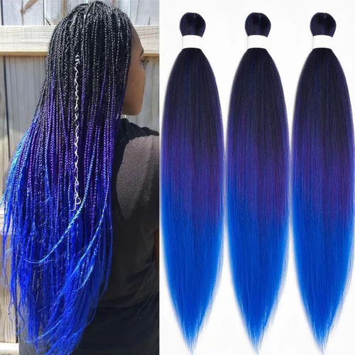 Miniatura 17 de Cabello para Trenzar Naranja Jengibre Pre-Estirado Kanekalo Cabello para Trenzar Pre-estirado 26 pulgadas Extensiones de Cabello Sintético