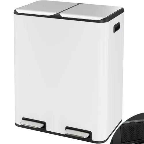 Miniatura 13 de Arlopu Cubo de basura doble de 16 galones con 2 cajas integradas para control de olores, cubo de basura de cocina manos libres, cubo de basura