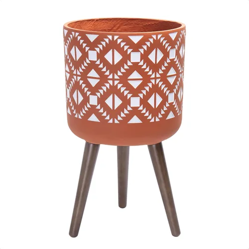 Miniatura 9 de D'vine Dev Maceta de 12 pulgadas con soporte, maceta alta de mediados de siglo con patas para plantas de interior, bronce/negro, 88-G-C-6