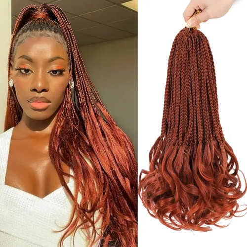 Miniatura 58 de Trenzas de ganchillo rizadas francesas de 22 pulgadas, 8 paquetes, trenzas de caja diosa grises para mujeres, de ganchillo pre-trenzadas con Trenzas