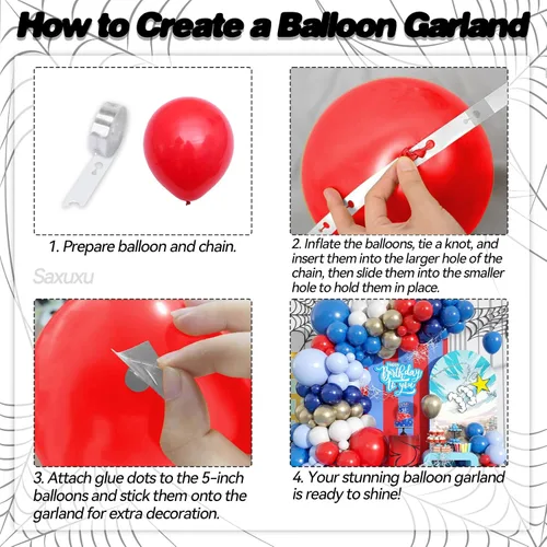 Miniatura 3 de Kit de arco de globos rojo y azul, kit de guirnalda de globos rojo, blanco y azul, globos dorados arena, globos azul marino y blancos para Día