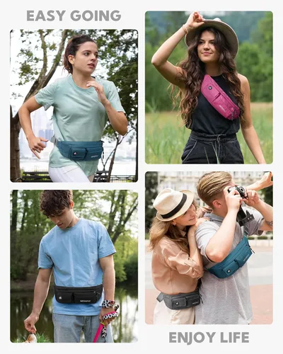 Miniatura 6 de WATERFLY Cangurera cruzada pequeña: 5 bolsillos delgado ligero cinturón cadera bolsa para mujeres hombres bolsa de pecho resistente al agua para Gris