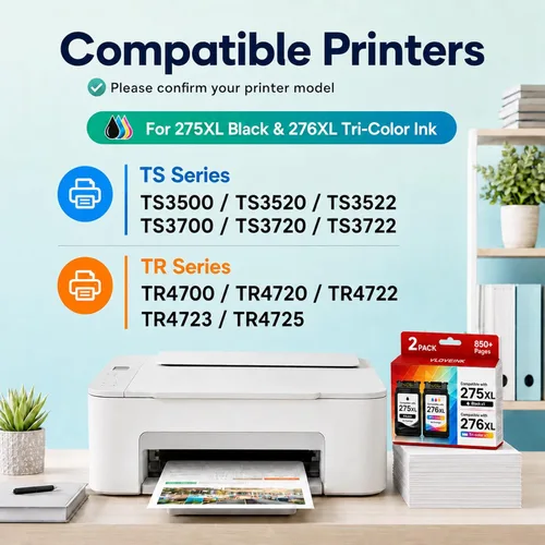 Miniatura 2 de Paquete combinado de cartuchos de tinta 275XL 276XL de repuesto para Canon Ink 275 y 276 PG-275XL CL-276XL para usar con impresoras Pixma TR4720