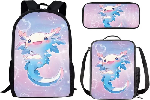 Miniatura 15 de Paquete de 3 bolsas escolares con estampado de bandera estadounidense para niños, mochila de gran capacidad para laptop, con cremallera, estuche