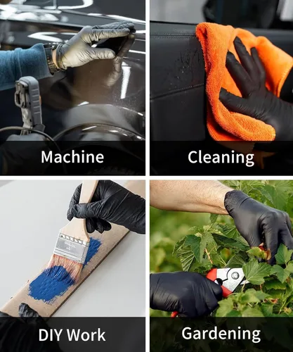 Miniatura 5 de NEOTRIL Guantes Desechables de Nitrilo Negro Resistente, Sin Polvo de Látex, Guantes de Goma con Agarre Texturizado para Cocina y Mecánica