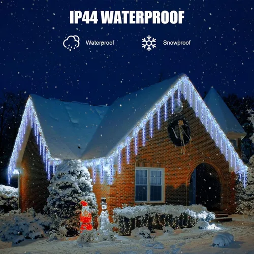 Miniatura 7 de Brightown Luces de carámbano de lluvia de meteoritos de Navidad para exteriores, 30 pies con 30 tubos 720 LED efecto de caída, decoraciones Azul