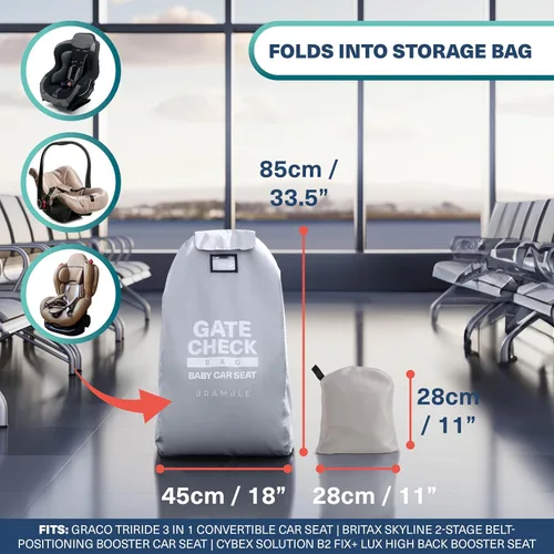 Miniatura 3 de Bramble Bolsa de viaje para asiento de automóvil infantil para avión, funda impermeable para asiento de automóvil para viajes en avión de 34 Gris