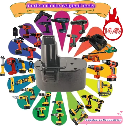 Miniatura 2 de 1.5Ah compatible con batería Dewalt de 14.4 V NiCad repuesto Black and Decker (etiqueta de capacidad real) DW928 PS140 DCD140 DC9091 DC9092 DW9091