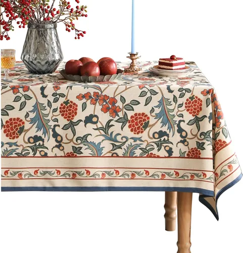 Miniatura 74 de patdrea - Mantel de lino floral, grueso, decorativo y francés para mesas rectangulares o cuadradas, para cocina y comedor, 55 x 79 pulgadas