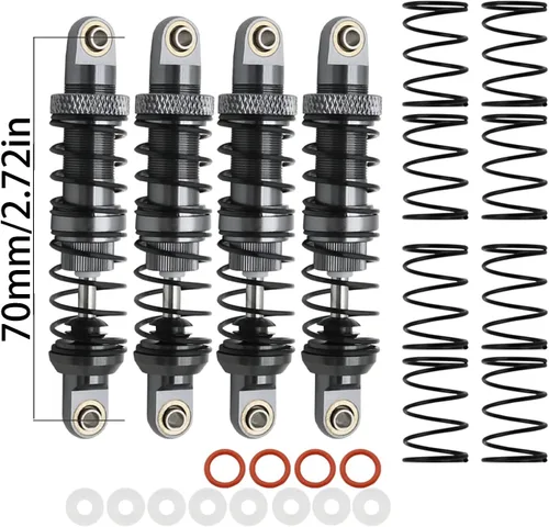Miniatura 2 de Amortiguadores de aleación de aluminio para vehículo RC rastreado 1/10 RC Crawler Car Axial SCX10 AXI03007 RBX10 D90 TRX4 (2.6 pulgadas, gris)