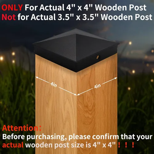 Miniatura 17 de Azdele Tapas de aluminio piramidal de 4 x 4 para postes nominales de madera de 4 x 4 pulgadas (verdadero 3.5 x 3.5 pulgadas), con superficie