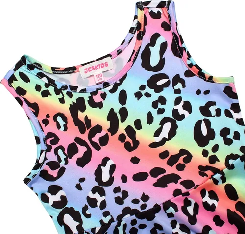 Miniatura 5 de JESKIDS Vestidos a juego para muñecas y niñas, vestido de unicornio sin mangas, vestido de verano de 18 pulgadas, muñeca de 3 a 9 años