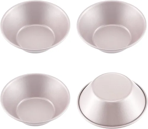 Miniatura 12 de CHEFMADE Juego de mini moldes para pudín, 3 pulgadas, 4 moldes antiadherentes para tarta de huevo, pan y pastel en forma de flor, utensilios