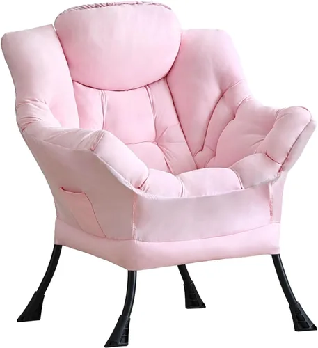 Miniatura 31 de LITA - Silla perezosa con otomana, sofá tapizado de ocio moderno de acento, silla de lectura contemporánea de salón con reposabrazos y bolsillo