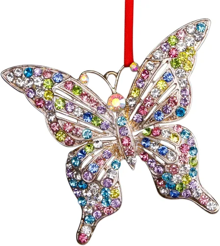 Whatsign Adornos de Navidad de mariposa, regalos de mariposa para mujeres, adorno colgante colorido para decoración de árbol de Navidad, regalos de