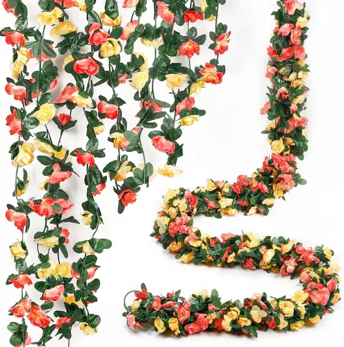 Miniatura 15 de Miracliy 5 guirnaldas de flores azules artificiales de 41 pies, guirnalda floral de primavera falsa para telón de fondo de pared de flores, boda