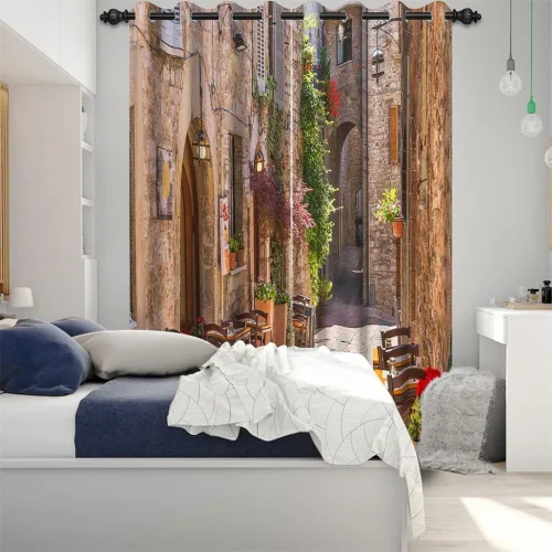 Miniatura 155 de Cortinas japonesas con pintura de tinta, monte Fuji, sol rojo, puesta de sol, hojas de bambú, cortinas de ventana para dormitorio, sala de estar