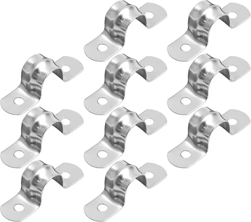 Miniatura 10 de Bonsicoky 5 correas de tubo rígido M100, 4 pulgadas de acero inoxidable con 2 agujeros para cable U abrazadera de tubo para fijación de tuberías