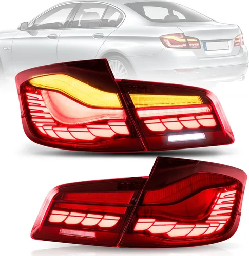 VLAND Conjunto de luces traseras OLED para BMW Serie 5 F10 F18 2011-2017 535i, lámparas traseras con escala dinámica de dragón DRL, rojo