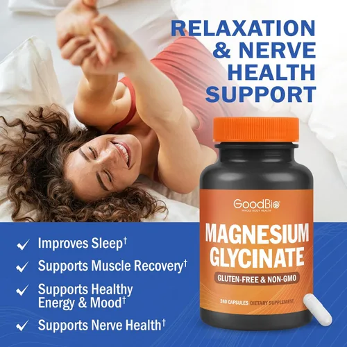 Miniatura 4 de Glicinato de magnesio – Suplemento de magnesio de alta absorción de 500 mg por porción para aliviar el estrés, el sueño, la salud del corazón