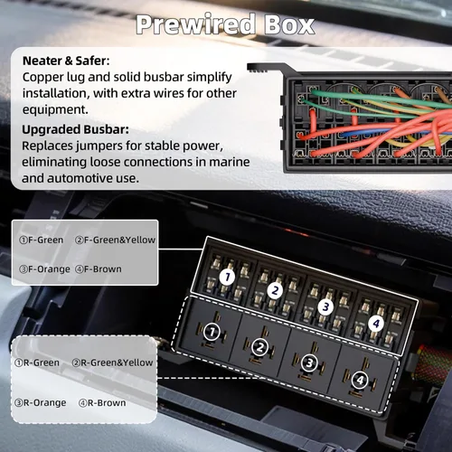 Miniatura 5 de DaierTek Caja de relé de fusibles impermeable de 12 V, fusibles ATO/ATC y bloque de relé de 4 vías con arnés precableado para marina, automóvil
