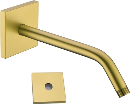 Miniatura 41 de Brazo de ducha de 16 pulgadas con brida, acero inoxidable negro mate de 90 grados, brazo de extensión de cabezal de ducha montado en la pared