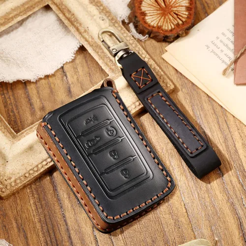SANRILY Funda de cuero prémium para llavero para Jeep Grand Cherokee L 2022 2021 con control remoto de entrada sin llave, protector completo para
