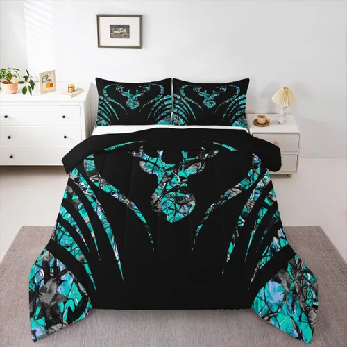 Miniatura 25 de Feelyou Juego de edredón de caza de patos para niñas y niños, edredón de patos de malardo, juego de ropa de cama de caza y pesca, juego de edredón