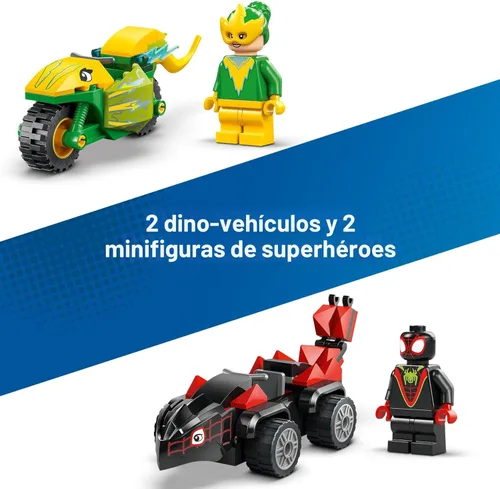 Miniatura 4 de LEGO Marvel Spidey and His Amazing Friends Spin and Electro Dinosaur Vehicle Chase - Juguete de construcción preescolar de coche y motocicleta