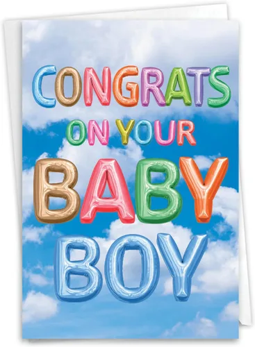 Miniatura 10 de The Best Card Company, Blissful Little Ones - Tarjeta de felicitación para bebé con sobre (4.63 x 6.75 pulgadas), color azul, para niño recién