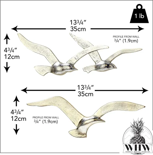 Miniatura 3 de WHW Whole House Worlds Americana Flying Birds - Arte de pared de metal, hecho a mano, fundido de aluminio plateado fino, bajorrelieve, 15.25