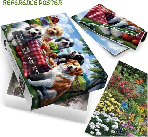 Miniatura 4 de Rompecabezas divertidos de comida para perros para adultos, 1000 piezas de naturaleza, coloridos rompecabezas de árbol de flores, hermoso