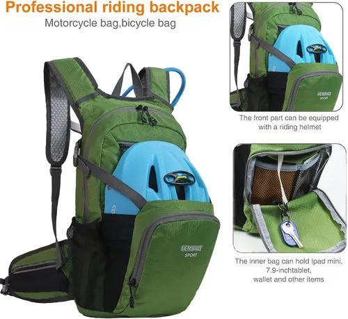 Miniatura 3 de Mochila de senderismo impermeable para ciclismo, 15L, ligera, duradera, para esquí, snowboard, correr, ciclismo MTB Oliva