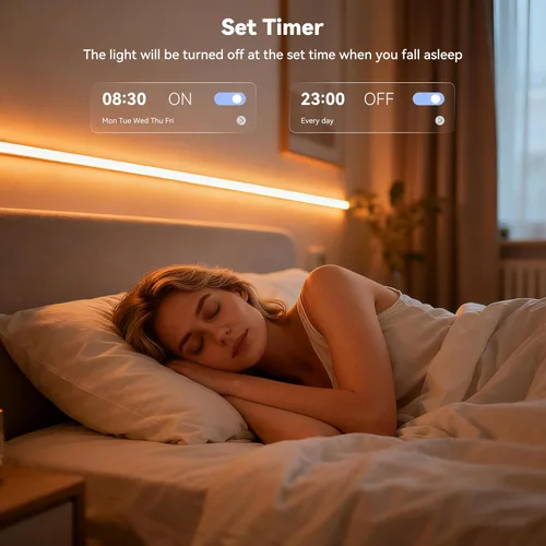 Miniatura 7 de MIWISE Tira de luces LED RGB COB 9.84 pies/3m, tira de luz de cambio de color regulable DC24V, compatible con Alexa/Google Assistant/Tuya, cinta