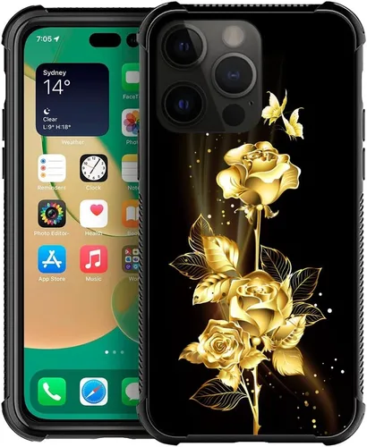 Miniatura 46 de DJSOK Compatible con funda para iPhone 13 Pro Max, fundas doradas de mariposa y rosa para iPhone 13 Pro Max para mujeres y niñas, diseño