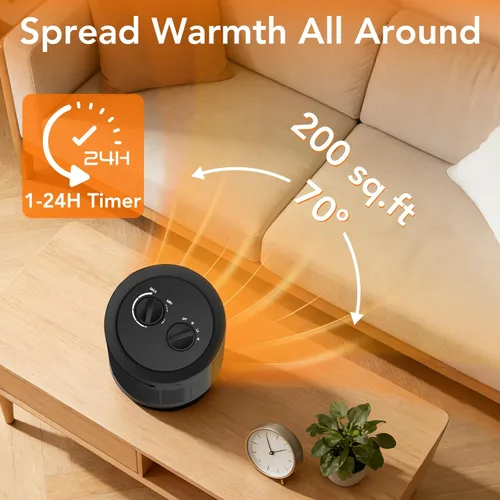 Miniatura 3 de COWSAR Calentador de espacio, calentadores eléctricos portátiles de 1500 W con termostato, protección contra sobrecalentamiento y vuelco, calentador