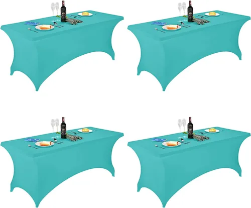 Miniatura 33 de FORLIFE - Funda de mesa de elastano, mantel ajustado de 4 pies para mesas rectangulares, funda elástica para patio, universal para bodas, banquetes