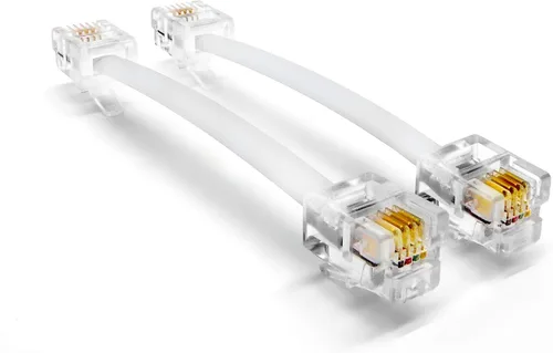 Miniatura 8 de Paquete de 2 cables telefónicos de 3 pulgadas, grado profesional, fabricado en Estados Unidos, enchufes RJ11 macho 6P4C con contactos dorados de 50