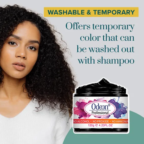 Miniatura 4 de Odeon Cera negra para el cabello, tinte temporal natural, lavable con cera de abejas y árbol de té, sin daños, sin alcohol, sin peróxido y sin Negro
